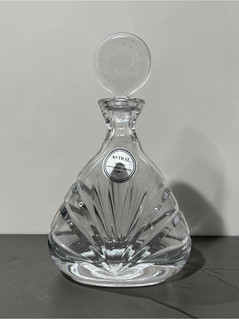 ASTRAL Korea Full Lead Crystal Glass Perfume Bottle Decanter w/ Stopper 5.5"